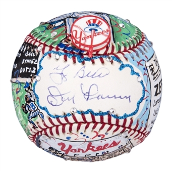 Don Larsen & Yogi Berra Dual Signed Charles Fazzino Painted Perfect Game Baseball (JSA)
